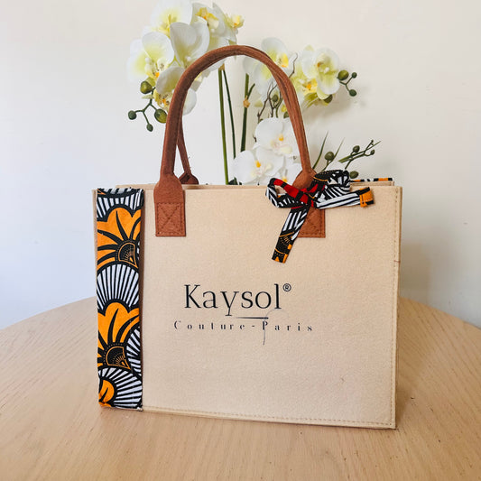Cadeau fêtes des mères - Sac Kaysol en  Wax / fleur jaunes et rouges