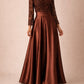 Jupe Longue en Satin Marron - Tenue de soirée femme - Tenue Invitée Mariage