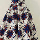 Jupe maxi en Wax - jupe africaine taille haute - tissu Wax fleurs de mariage bleu - Rouge - Jaune