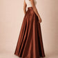 Jupe Longue en Satin Marron - Tenue de soirée femme - Tenue Invitée Mariage