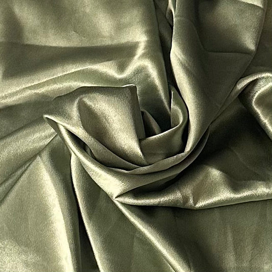 Tissu Satin Vert Sauge - Coupon 3 mètres - Qualité Suprême