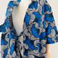 Robe portefeuille africaine - Wax  Bleu Roi - Jaune