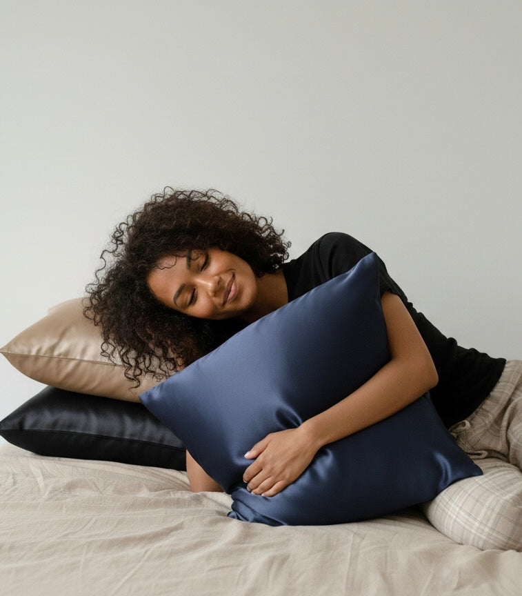 Taie d'oreiller en soie noire suprême - 100% Soie de mûrier - 19 Mommes