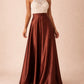 Jupe Longue en Satin Marron - Tenue de soirée femme - Tenue Invitée Mariage