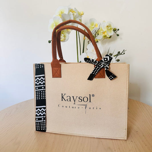Sac cabas Kaysol/  Bogolan noir / Idée cadeau femme