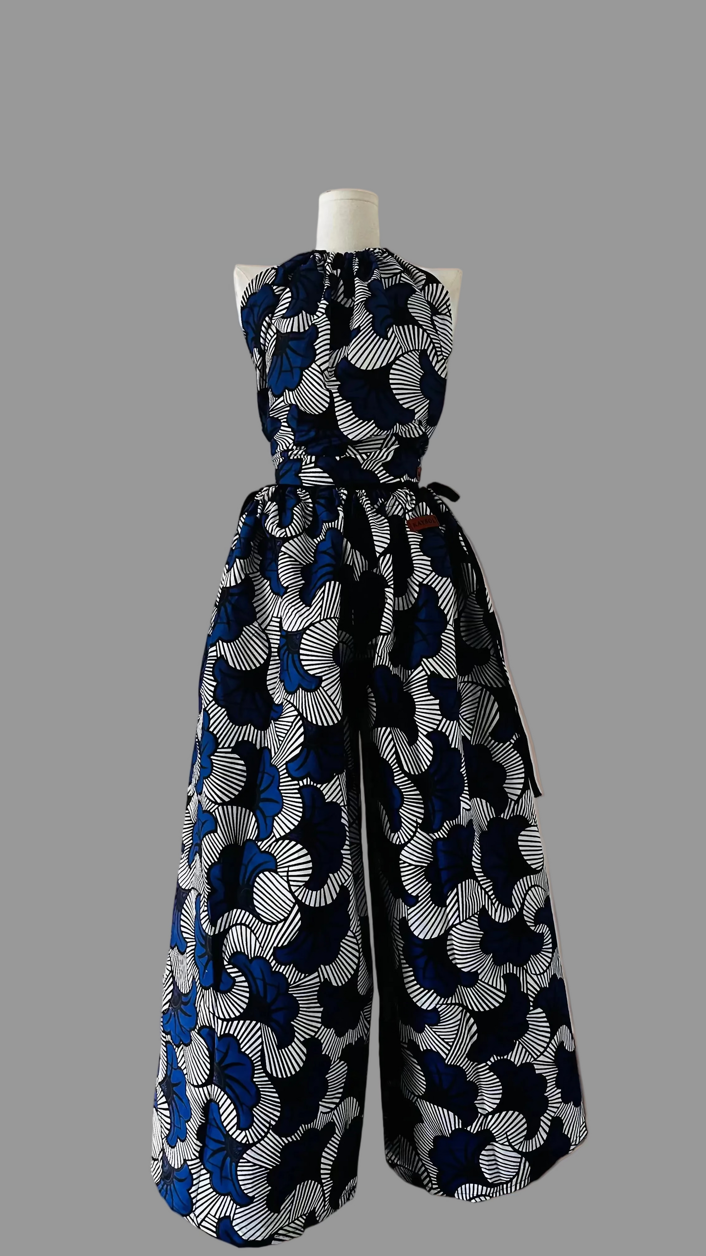 Top Femme en wax / Ajustable et Réversible / 100% coton / Wax Fleur bleue