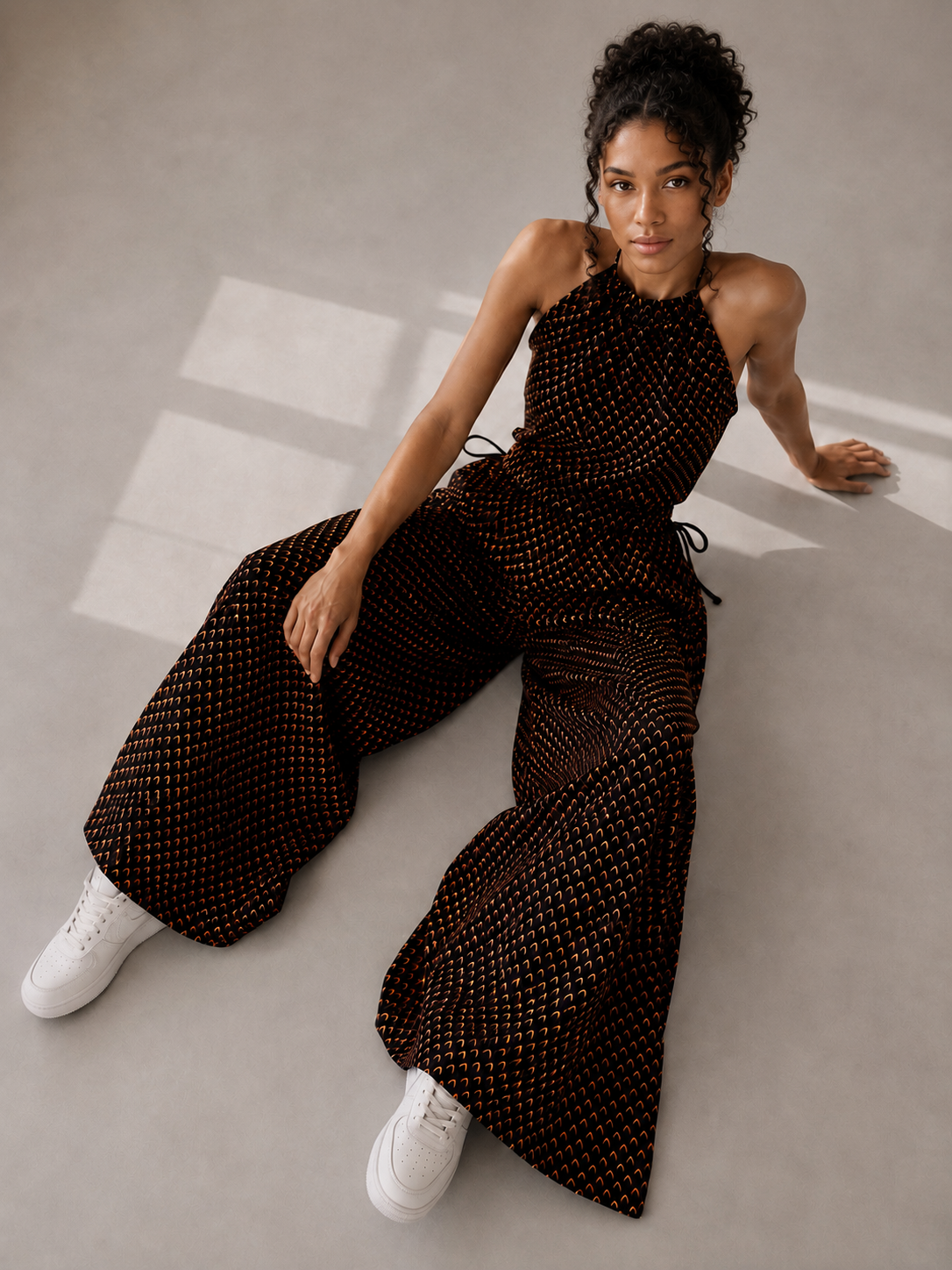 Pantalon Femme Ajustable / 100% coton / en Wax Marron