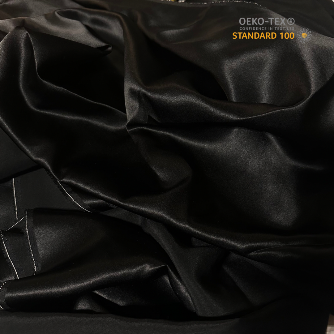 Tissu 100% Soie de mûrier noire – 19 mommes / Grade A / Okeo-Tex