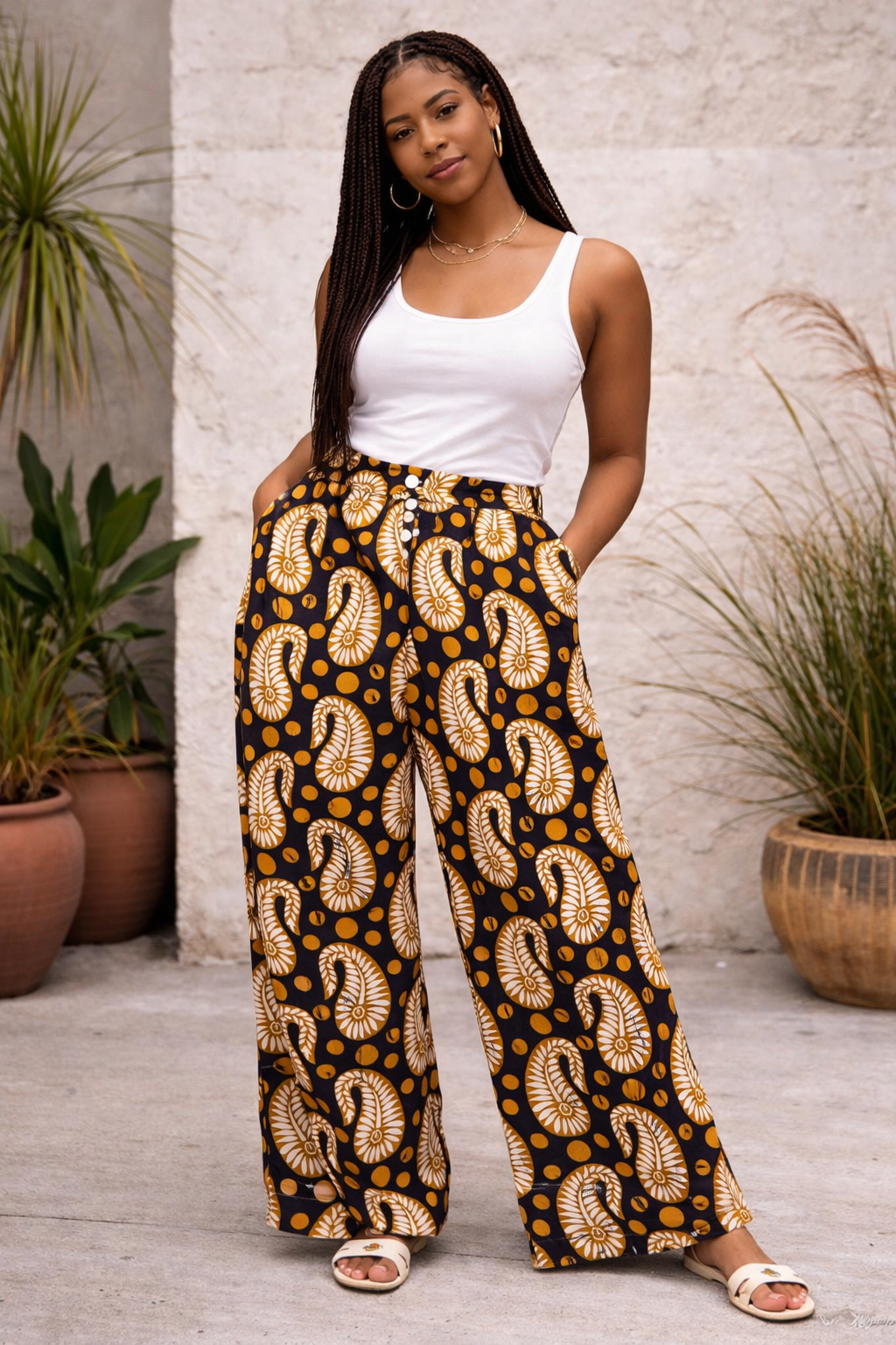 Pantalon femme en Wax