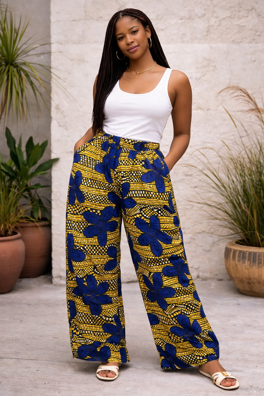 Pantalon femme en Wax