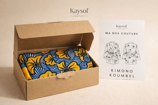 Box créative Couture | Coudre Kimono - Wax Jaune - Coffret couture complet