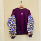 Women's brown sweatshirt - Sequined Bogolan batik sleeves