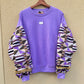 Women's brown sweatshirt - Sequined Bogolan batik sleeves