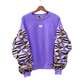 Women's brown sweatshirt - Sequined Bogolan batik sleeves