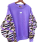Women's brown sweatshirt - Sequined Bogolan batik sleeves