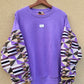 Women's brown sweatshirt - Sequined Bogolan batik sleeves