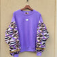 Women's brown sweatshirt - Sequined Bogolan batik sleeves