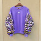 Women's brown sweatshirt - Sequined Bogolan batik sleeves