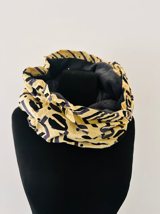 Snood en Wax bogolan Beige