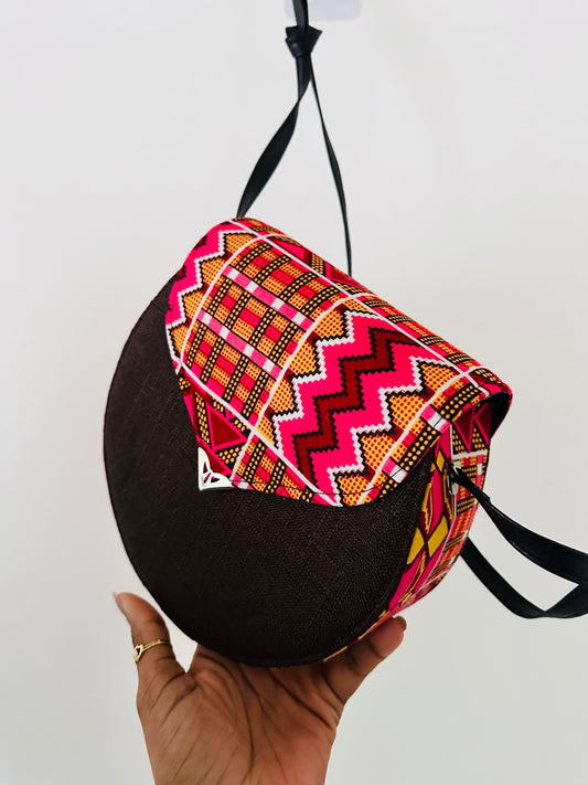 Sac bandoulière en Wax - Marron et Rose
