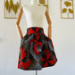 Jupe Taille haute en Wax rouge -  jupe africaine courte - tissu wax rouge - boutique mode africaine - cadeau style africain femme 