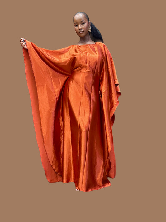 robe femme muslim, robe ample en soie, robe grande taille en satin, robe demoiselle dhonneur en soie, robe terracotta 