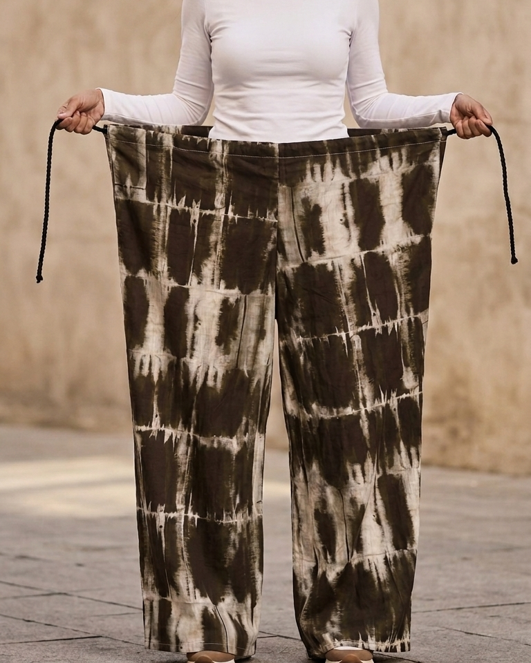 Pantalon large fluide avec taille ajustable à cordon et poches, coupe ample du XS au 7XL