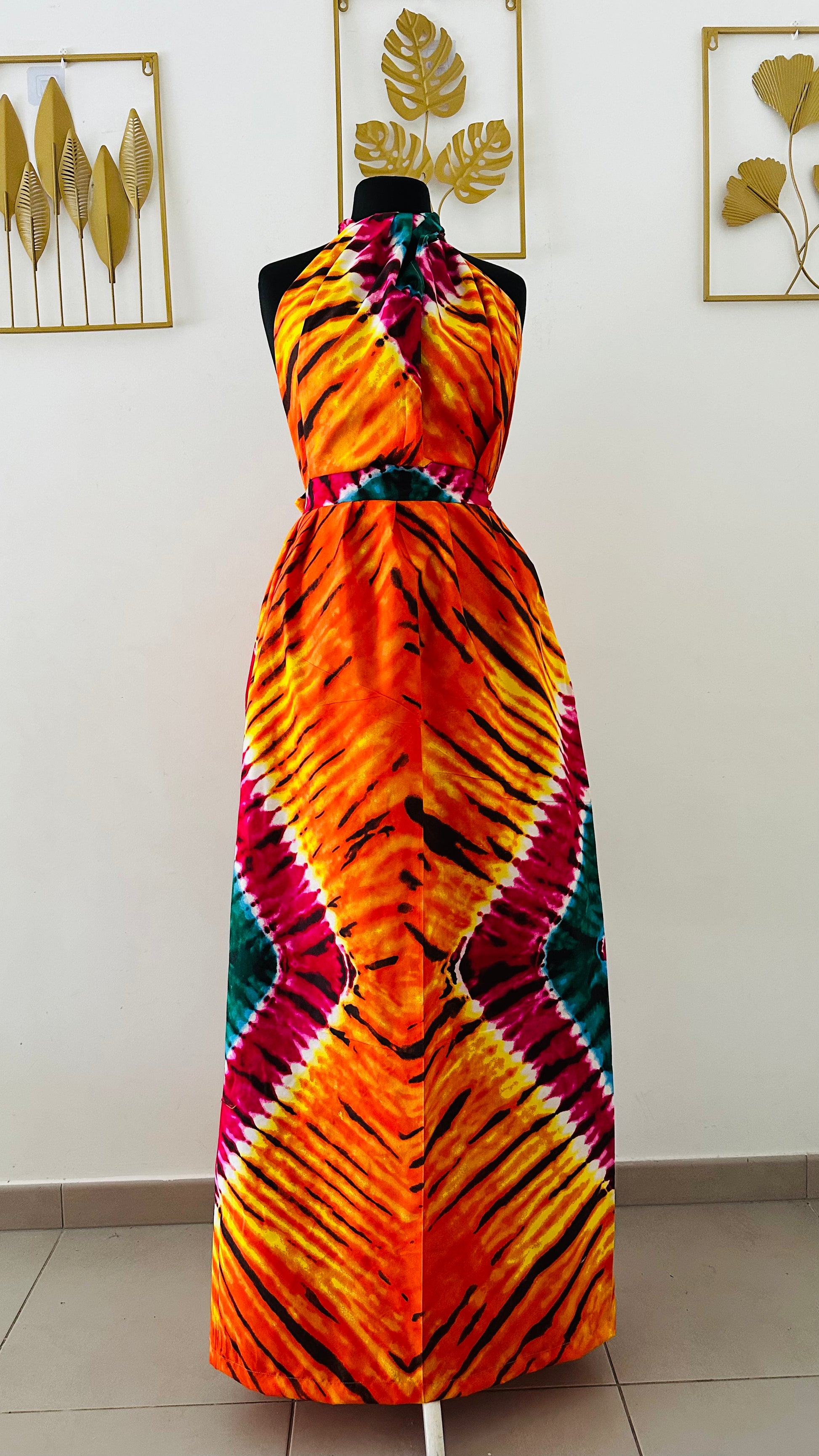 orange convertible dress Women's Paradisa Siesta Key Pink & Orange Stripe Linen Blend Convertible Dress | Size: M