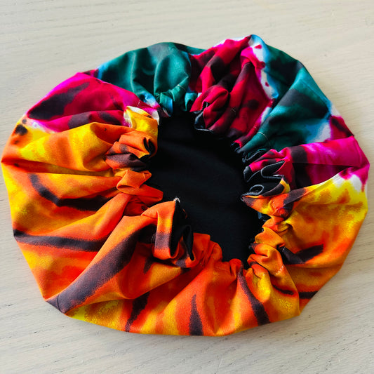 Bonnet en Satin - Tie dye Orange