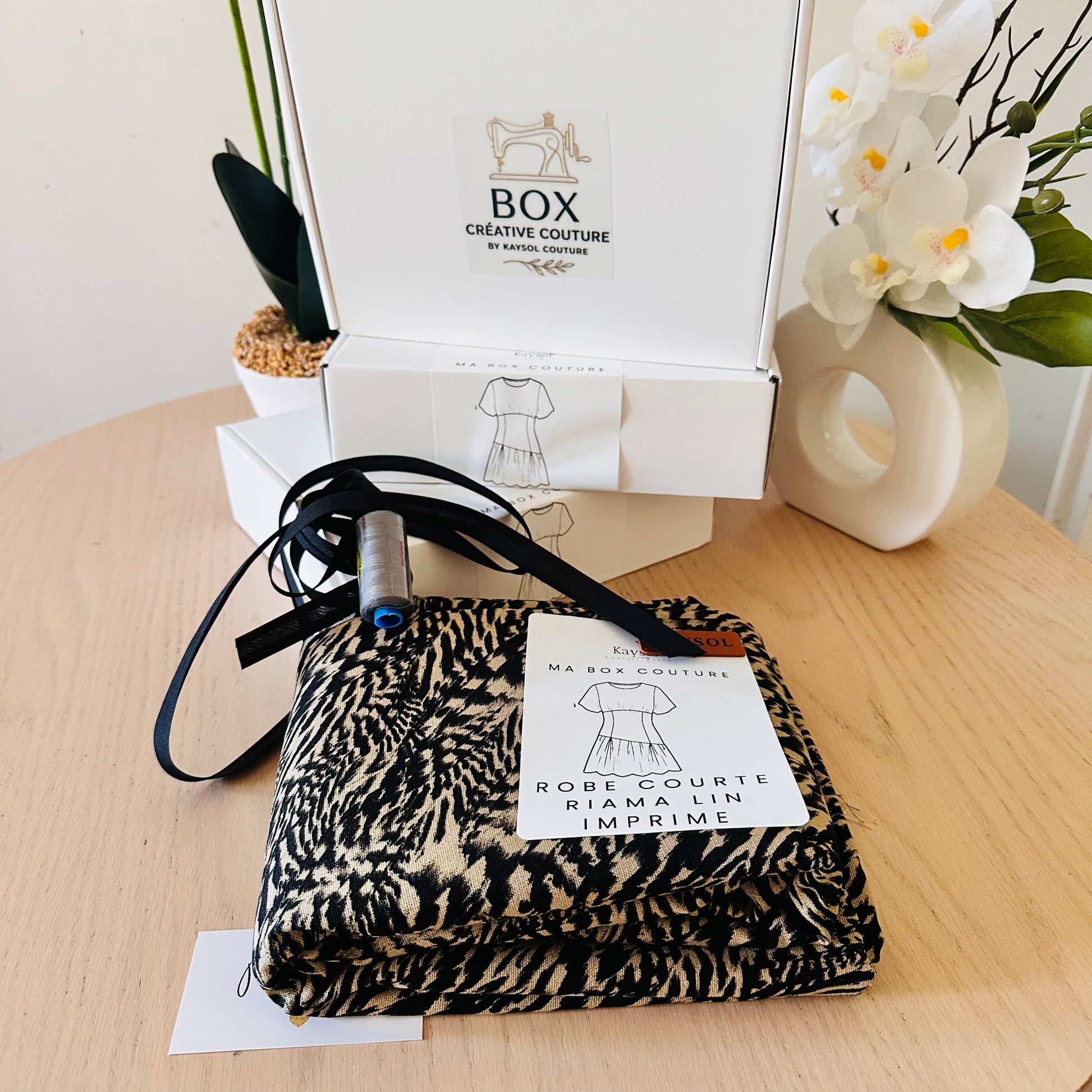 Box Créative Couture : Robe Riama 100% Lin Imprimé 200 g/m² / XS/7XL