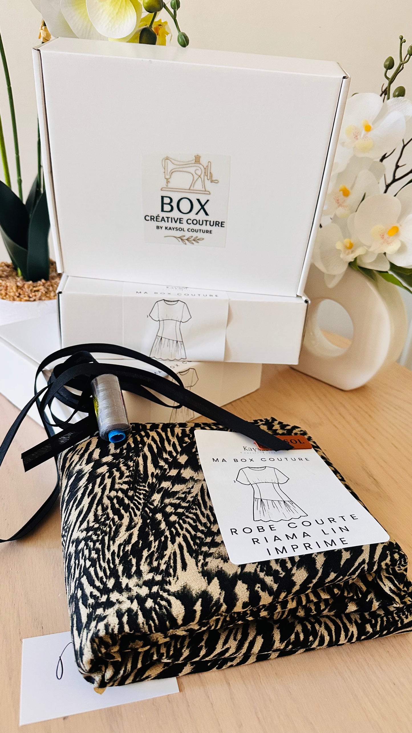 Box Créative Couture : Robe Riama 100% Lin Imprimé 200 g/m² / XS/7XL