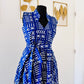 robe africaine bleu, robe de soiree africaine, robe longue en wax