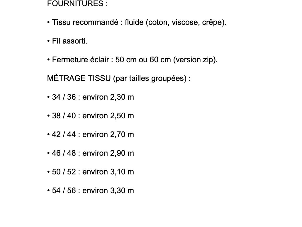 Patron combinaison Gladys PDF – Débutant -  34 à 56 + Video Couture Pas à Pas