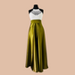 La jupe longue taille haute en Satin - Vert Olive