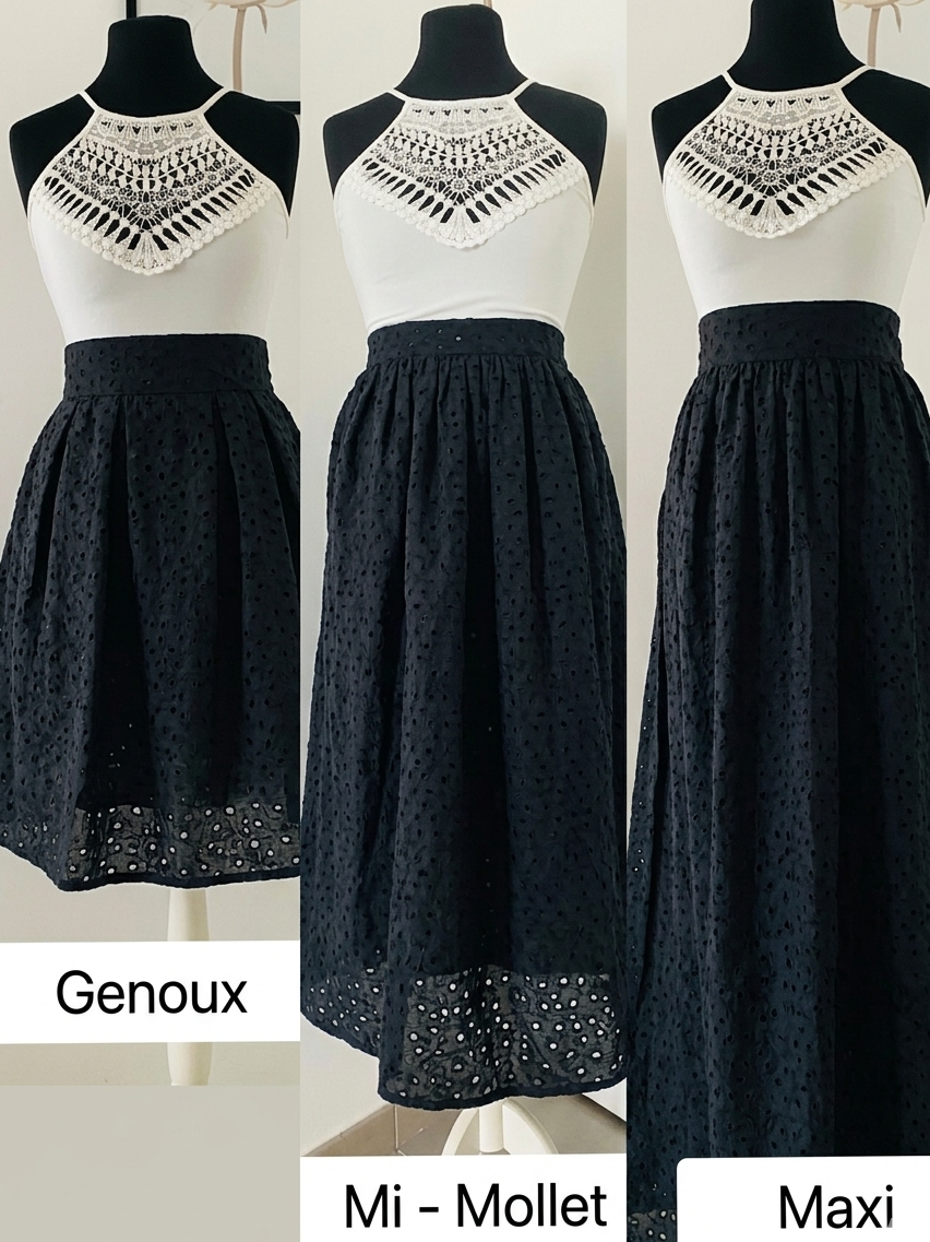 Jupe broderie Anglaise Noir – Les Iconiques | 3 longueurs