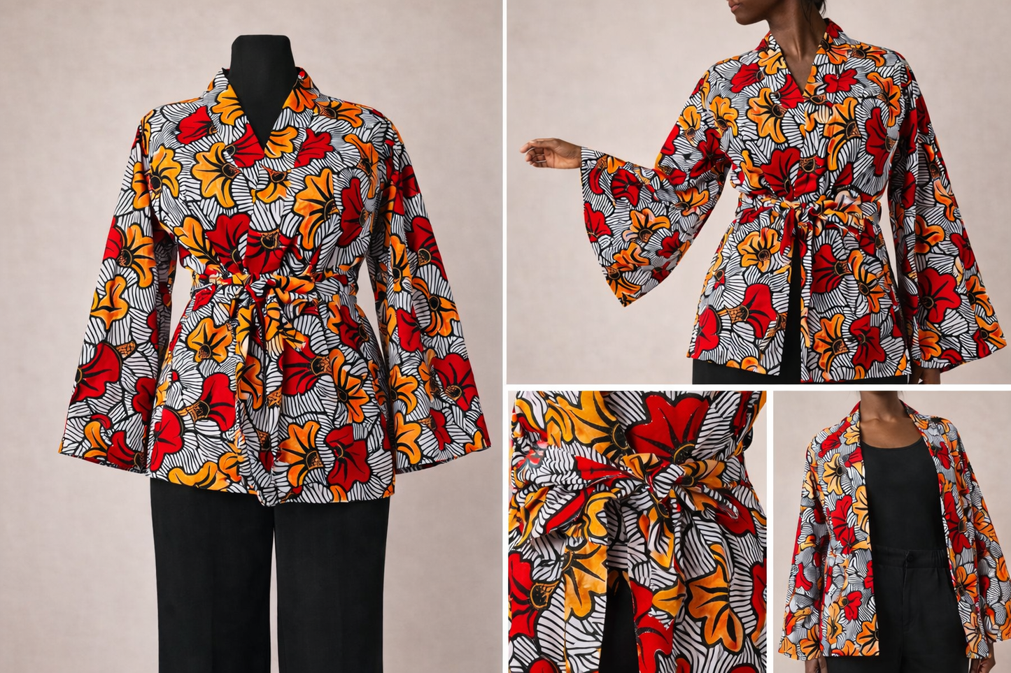 Gilet kimono en wax - Veste Chic en wax - Koumbel