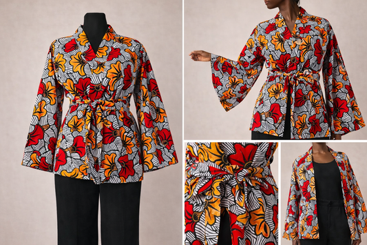 Gilet kimono en wax - Veste Chic en wax - Koumbel