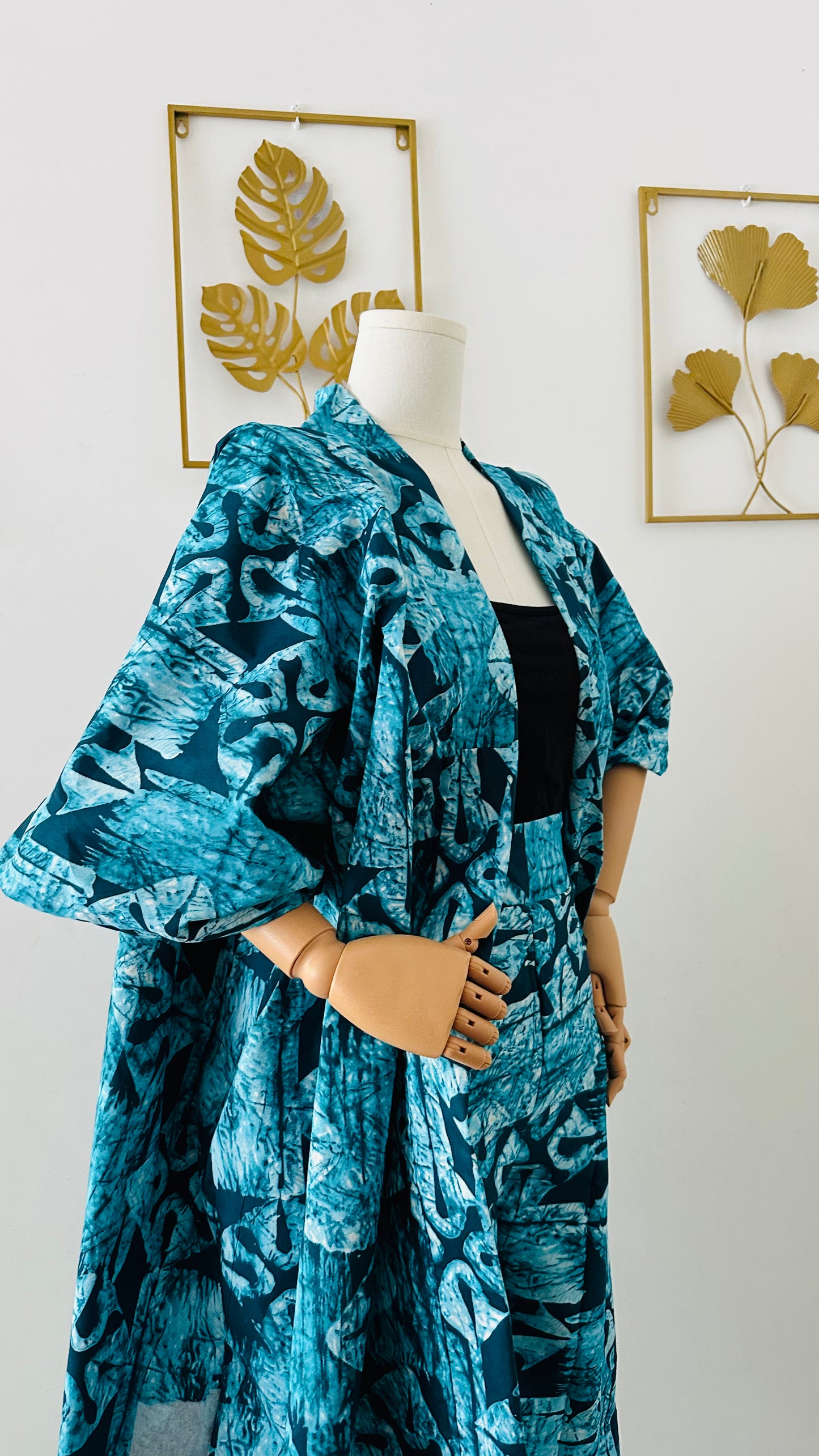 Pantalon Large Taille Haute - Tie Dye turquoise