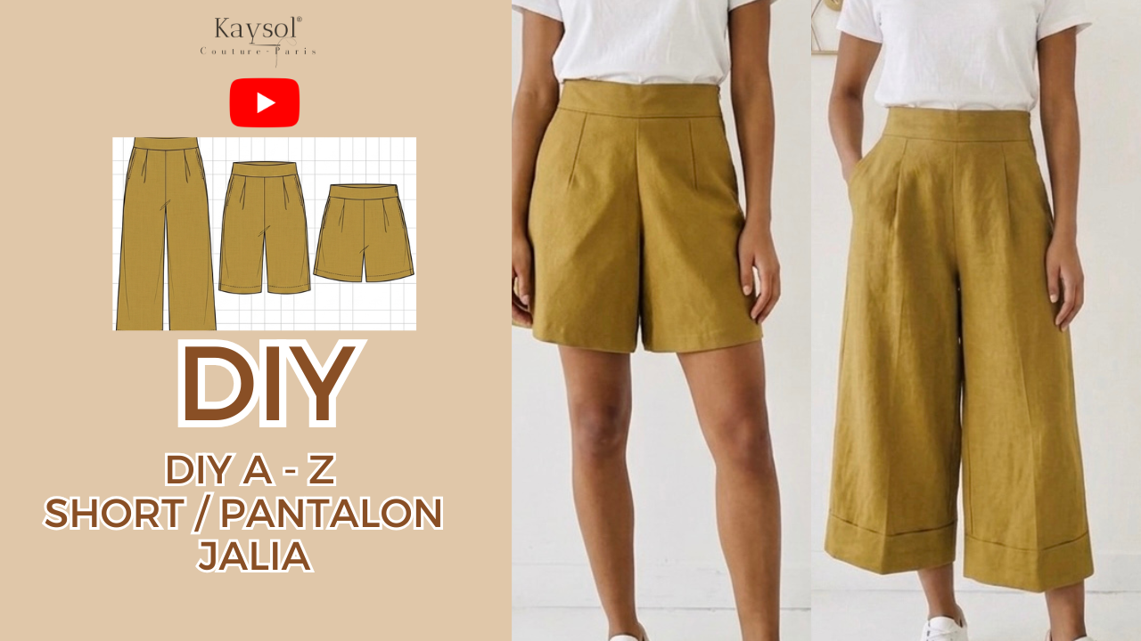 Patron Pantalon femme PDF – Modele JALIA Femme | Tailles 34 à 52 / Tuto Vidéo / A4/A0