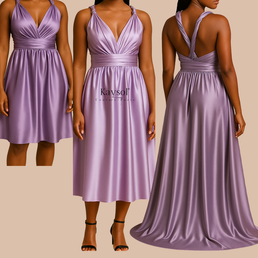 Robe Infinity Satin Lila – Multi-styles - Choix Longueur