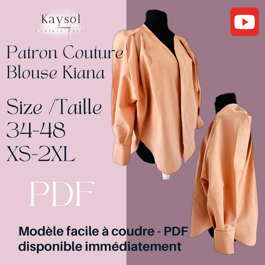 Patron Couture Blouse - PDF - Kiana