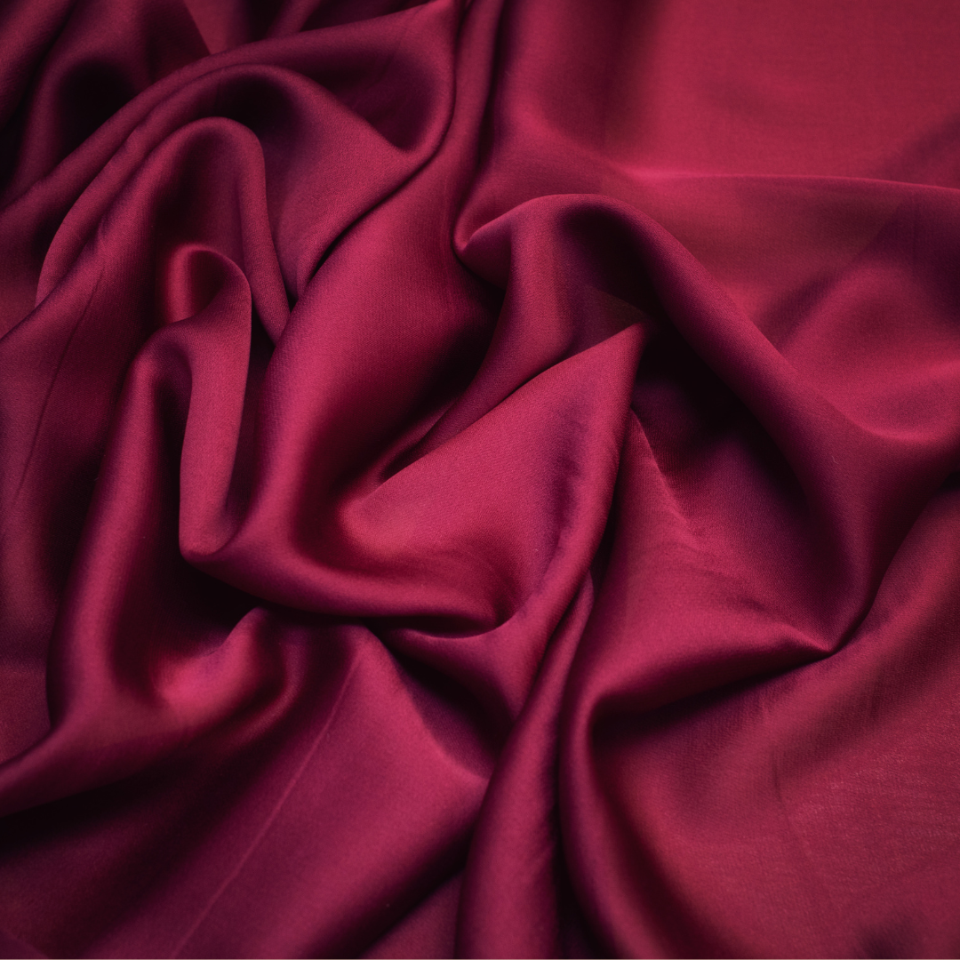 Coupon Tissu Satin Bordeaux - 3 mètres - Satin Qualité Suprême