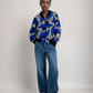 Bomber en Wax Mixte - Bleu roi - bord noir