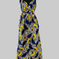 Robe Convertible en wax - Fleurs jaunes et bleues