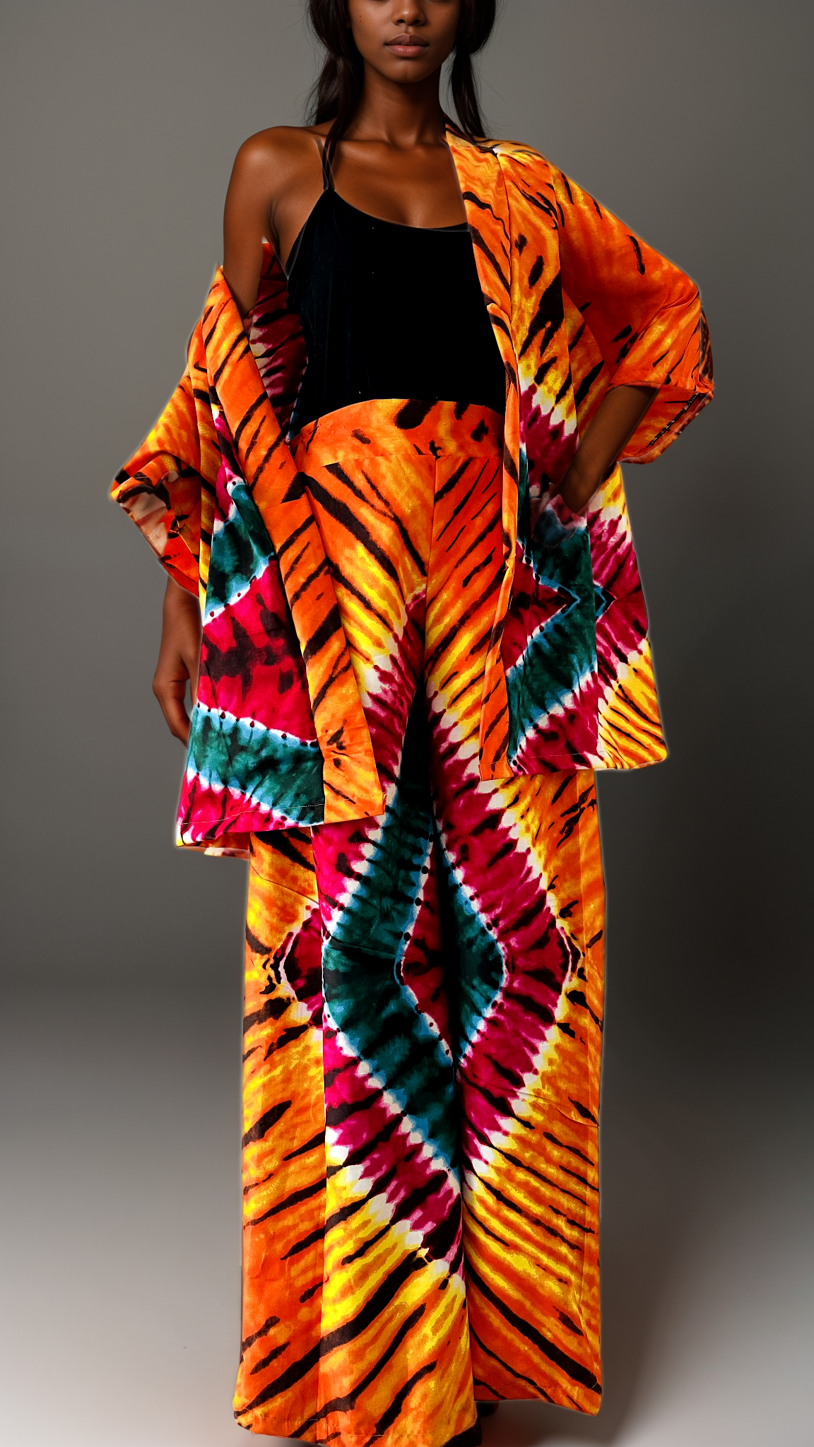 Kimono Mi Long - Kimono Orange - Tie-Dye