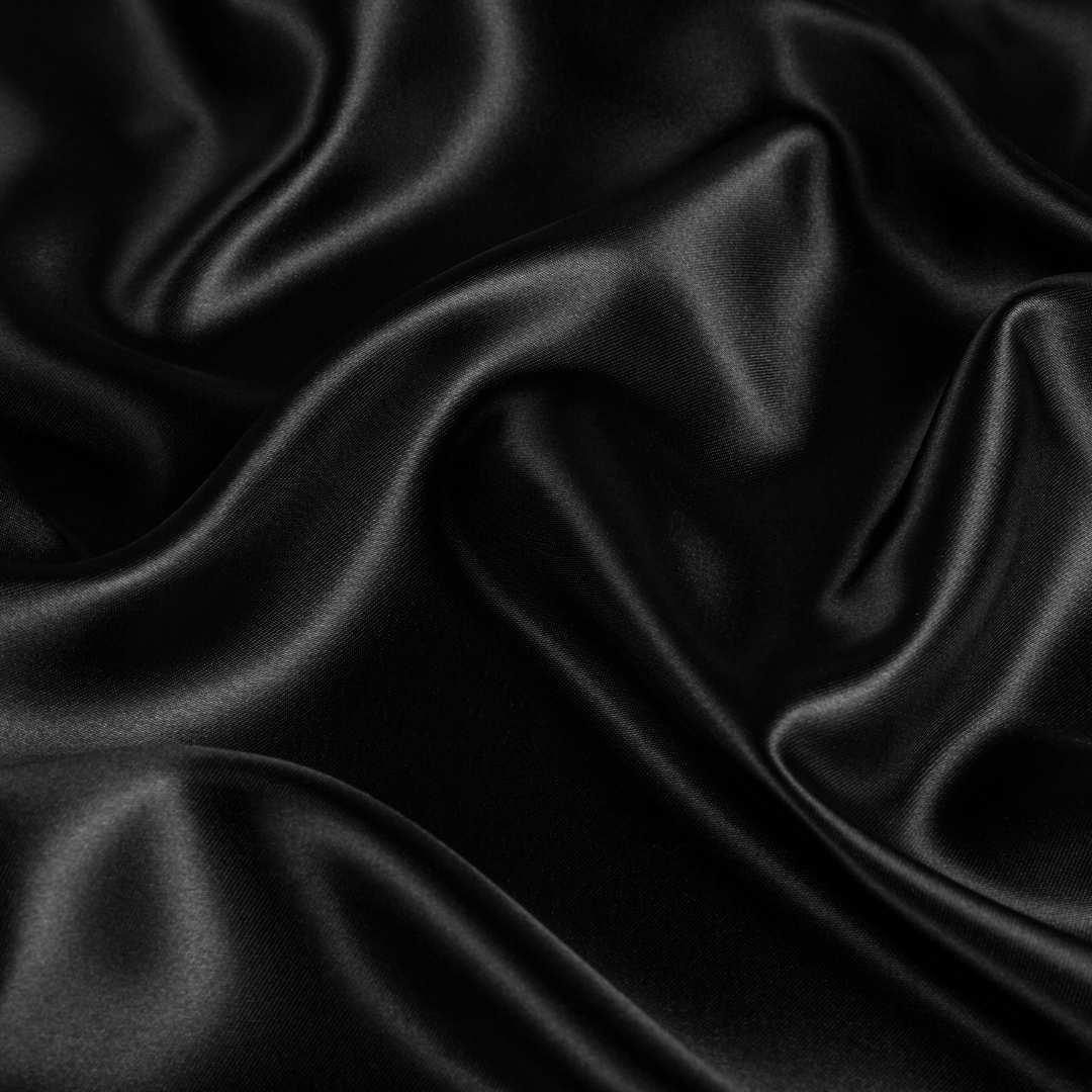 Tissu Satin Noir - Au mètre - Haute Qualité