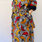 Trench en wax Fleur rouge et jaune / Collection Iconique / Taille Ajustable