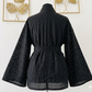 Kimono broderie anglaise noir femme chic bohème élégant Kaysol Couture