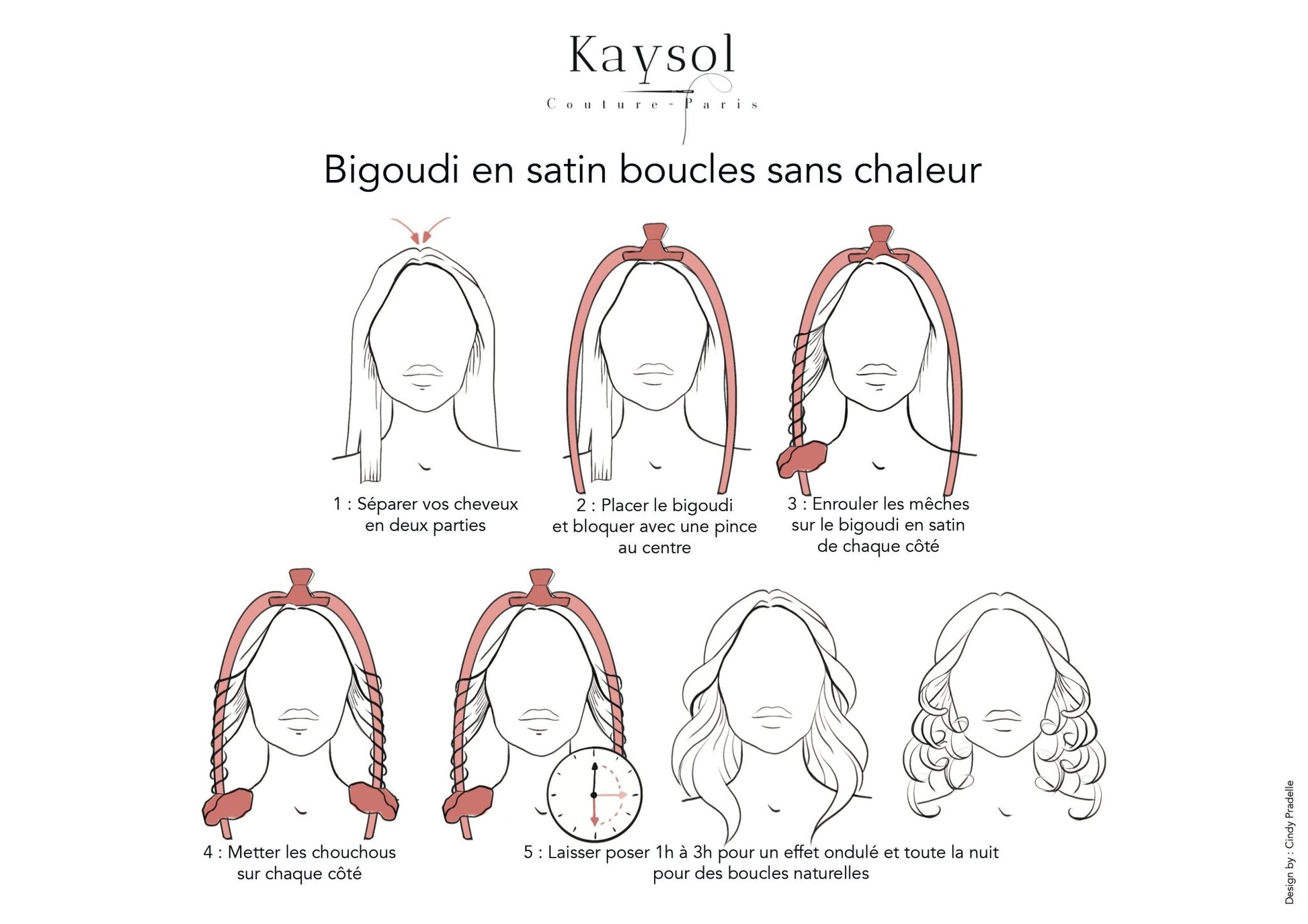 Heatless Curler en Satin - Bigoudi cheveux Beige - Kaysol Couture