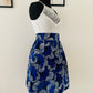 Jupe maxi en Wax - jupe africaine taille haute - tissu Wax fleurs de mariage bleu - Rouge